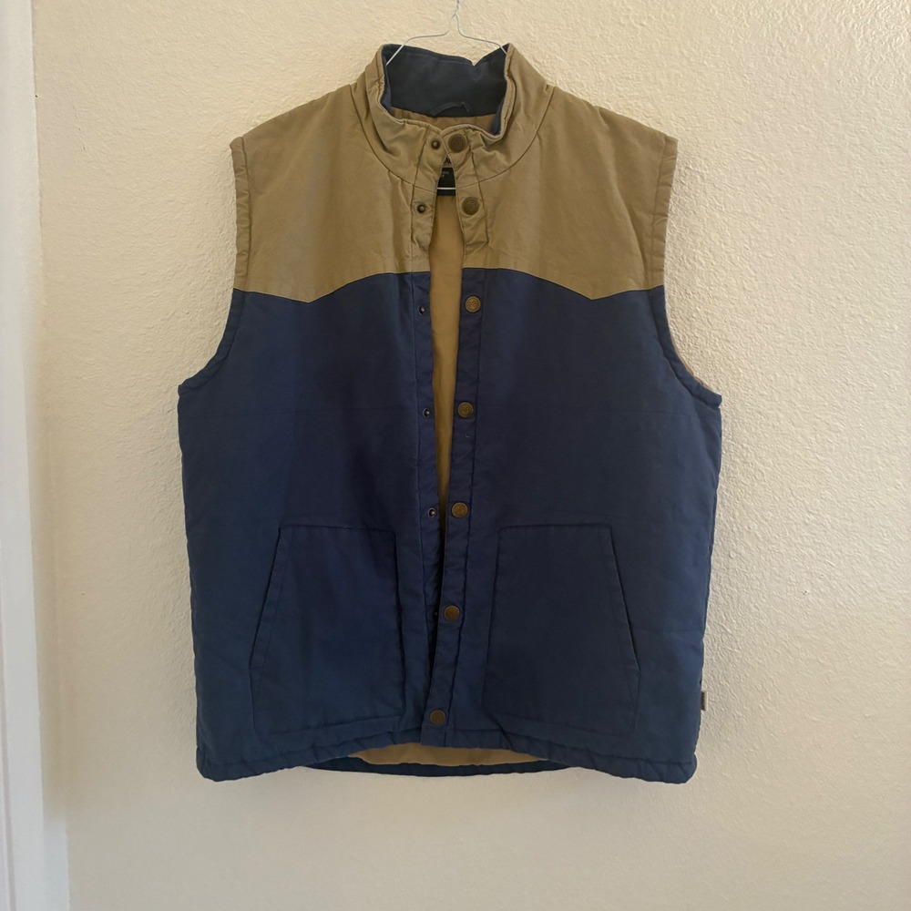 Magellan Outdoors Pecos Ridge Vest Size 2XL Blue Tan Insulated Hiking Granola